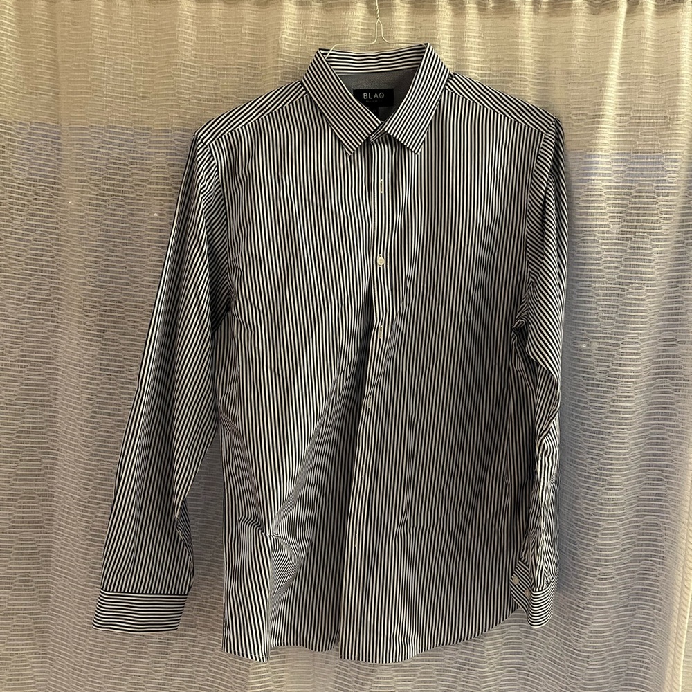 Blaq Shirt Mens Button Up Long Sleeve Collared Blue Striped Shirt Size 41